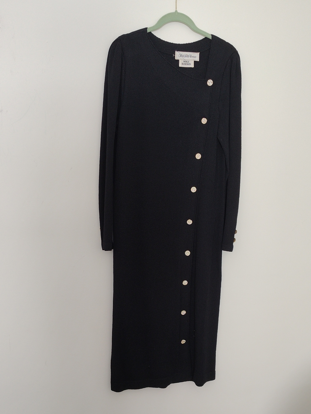 Saks Fifth Avenue Black Long Sleeve Button-Front Sweater Dress Size 14